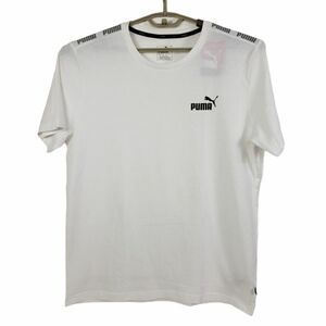 PUMA T-Shirt Mens Large Short Sleeves White Amplified Tee
